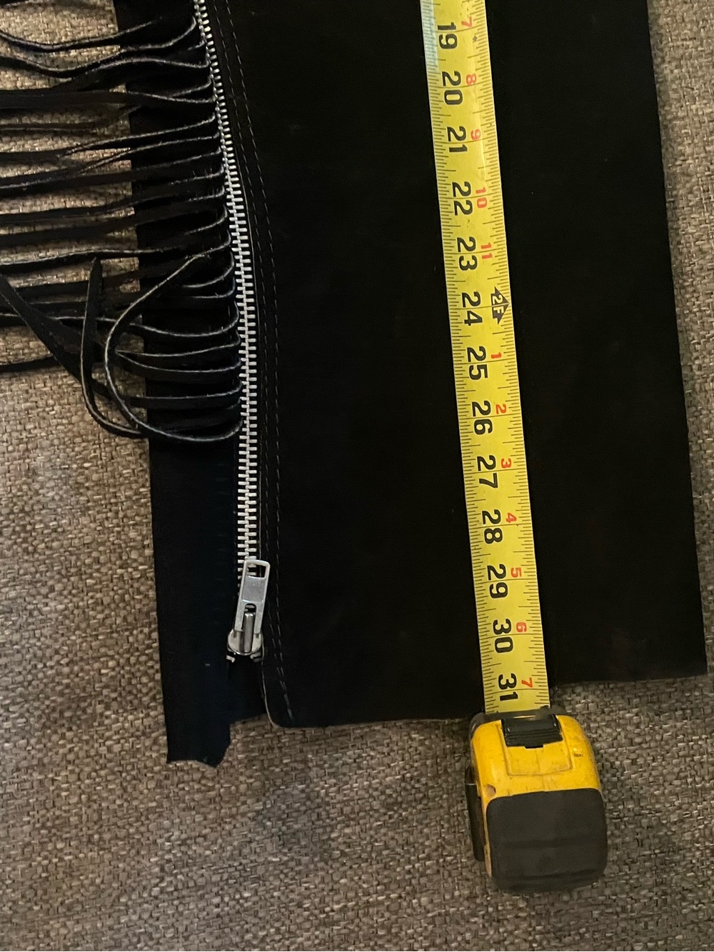 Black Suede Fringe Crossbody Bag with Zipper Detail